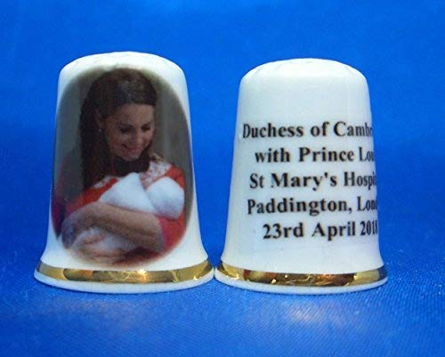 Birchcroft Porcelain China Collectable Thimble - Duchess of Cambridge with Prince Louis - Free Gift Box