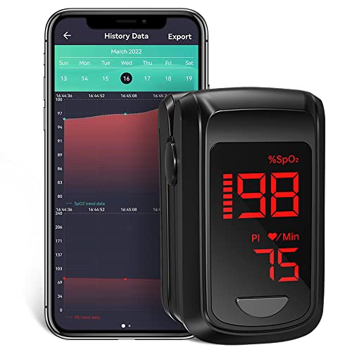 Fingertip Pulse Oximeter HOLFENRY Pulse Oximeter Bluetooth Oximeter