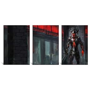 3 Panel Canvas Wall Art - Evil in The Dark - Giclee Print Gallery Wrap Modern Home Art Ready to Hang - 16"x24" x 3 Panels
