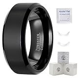 Mens Black Wedding Bands 8mm Tungsten Carbide Rings for Men Wedding Rings for Him Matte Finish Comfort Fit