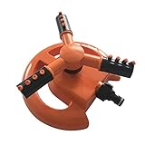 Lawn Sprinkler, TOLOCO Garden Automatic 360 Degree ABS Rotation Spray Nozzle Watering Head Three Arm Water Sprinklers (Orange)