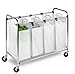 Honey-Can-Do Heavy Duty Quad Rolling Laundry Sorter Hamper, Chrome/White