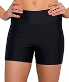 Ebuddy Women Summer Swimwear Tummy Tuk Swim Bottom Shorts,Black-16