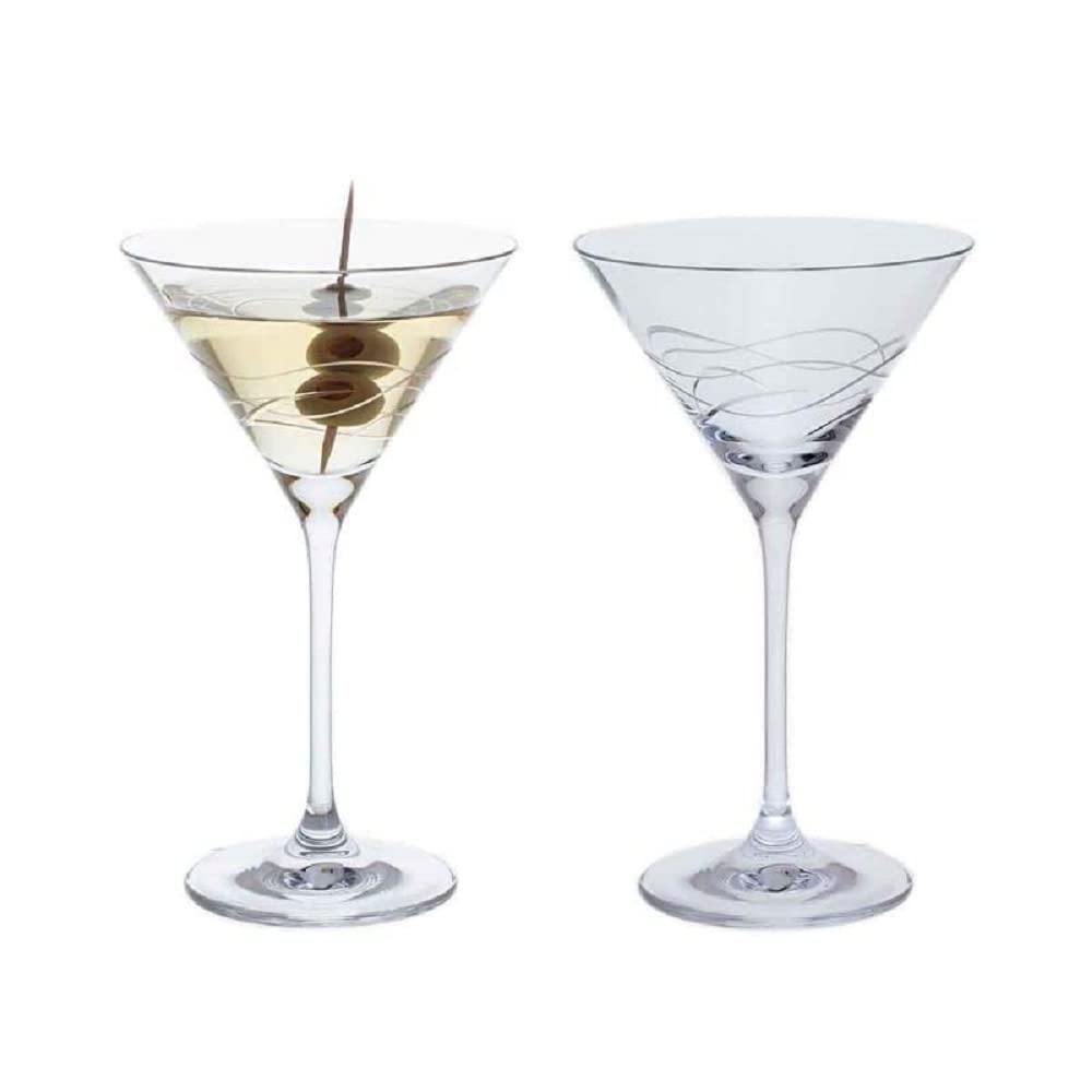 Dartington Crystal Twilight Martini, Set of 2 | Crystal Martini Glasses | 183mm | 210ml | A Simple Swirling Design Wraps Around This Contemporary Martini Glass| Gift for Family or Friends