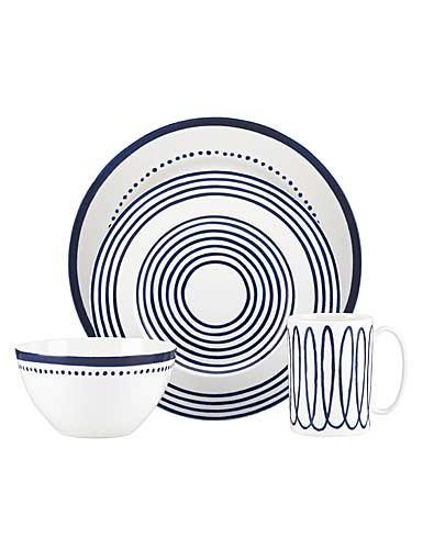 Kate Spade New York Charlotte Street West Dinnerware 4-Piece Place Setting, Blue and White