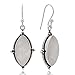 925 Sterling Silver Moonstone Vintage Marquise Shape Rope Edge Dangle Hook Earrings 1.4