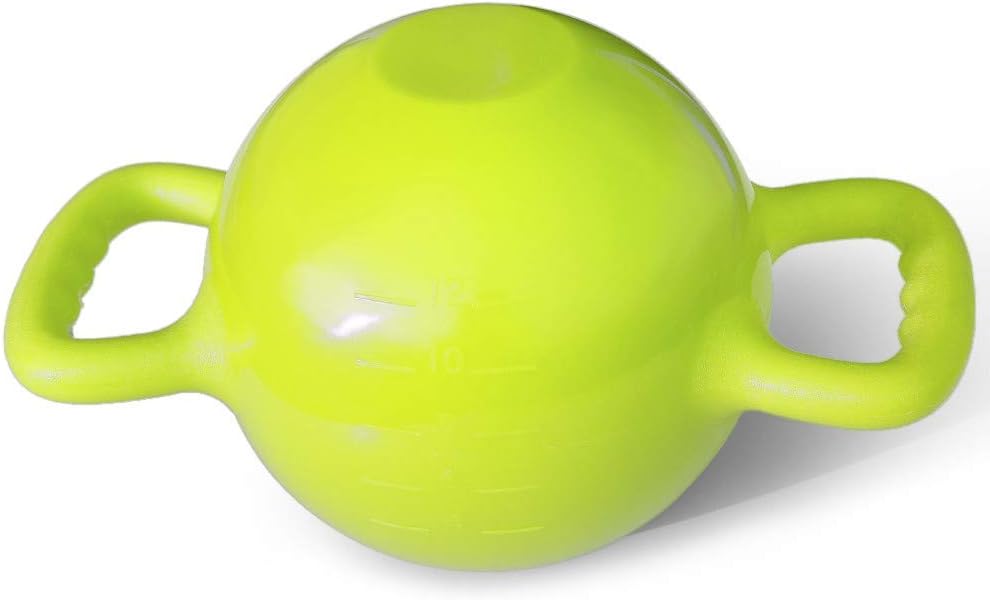 Cerobit Yoga Fitness Kettle Bell 4-12LB Adjustable Water Kettlebell Dumbbell Double Handles Pilates Body Shaping Equipment_color:fluorescent green