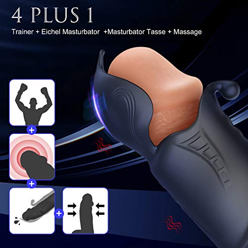 Penis Vibratoren Elektrische Cup Masturbatoren für Männer mit 10 Vibrationsmodi, Vibrierende Masturbation Cup Wiederaufladbar Spielzeug Massager, Doppelmotor Eichel Stimulator(1)