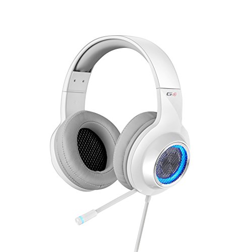 Edifier G4 USB Gaming Headset with Virtual 7.1 Surround Sound, Retractable Boom Microphone, LED Lights Mesh Open Back Adjustable Video Games for PC, Laptop, desktops – White