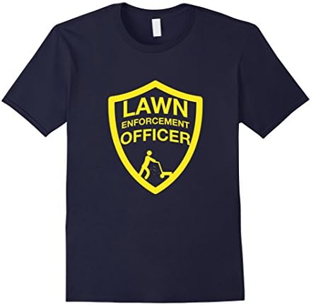 Mens Lawn Enforcement Officer Grass Cutter Lawn Mower T-Shirt Large Navy