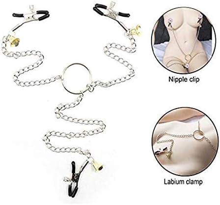 Metal Long Chain Clamps Chains Fun-Store Game Brěast Clips Milk Folder Vagina Clip for Couples Flirting (Color : Black)