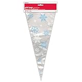 Snowflake Holiday Cone Cellophane Bags, 20ct