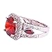 Psiroy Women's 925 Sterling Silver Plated Round Simulated Garnet Halo Anniversary Ring Size 7