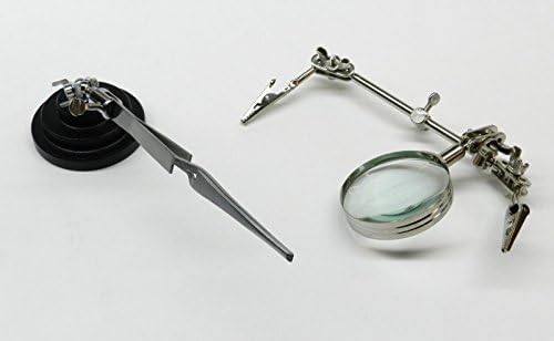 THIRD HAND HELPING 3RD HAND ROUND HEAVY BASE &amp; 4x MAGNIFIER &amp; 2-CLIPS &amp; TWEEZER