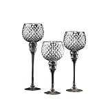 Fifth Avenue Crystal 215256-SI-GB Quilted Set of 3 Candle Holders-Silver,Silver