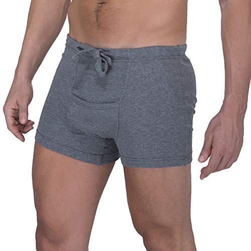 Cottonique Men's Hypoallergenic Ribbed Drawstring Boxer Brief with Fly