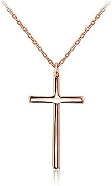Candy Jewelry Simple Rose Gold Cross Necklace