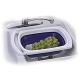 Progressive International 6 Quart Collapsible Over-the Sink Colander, Blue and White