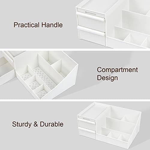AmoVee Makeup Organizer, White Skincare Organizers on Countertop