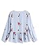 SheIn Women's Loose Long Sleeve Flower Embroidered Ruffle Hem Babydoll Top