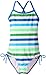 Kanu Surf Girls' Layla Beach Sport Banded 1 Piece Swimsuit, Sassy Blue Stripe, 8