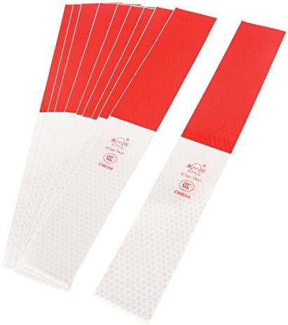 10 Pcs Car Truck Reflective Hex Dot Printed Sticker Red Silver Tone