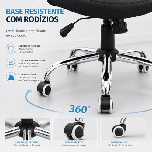 Cadeira Ergonômica para Escritório com Apoio de Cabeça, Cadeira Presidente Giratória Ajustável, Encosto em Tela Mesh Respirável, Conforto para Home Office