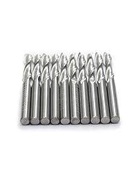 OSCARBIDE   Juego de 10 brocas de carburo macizo en espiral para extremos de nariz con bola de doble flauta con vástago de 1 8 pulgadas para CNC Router grabado fresado 3D esculpido Roughing acrílico madera PVC MDF aluminio