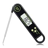 Menecor Instant Read Meat Thermometer Super Fast Digital Food Thermometer Waterproof Stainless Steel Probe,3V Button Battery For Grill Cooking Meat Kitchen Candy,Black