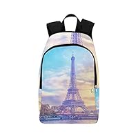 YKNFIS Backpack for Men Eiffel Tower Sunset Paris France Romantic Durable Water Resistant Outdoor Classic Youth Daypack for School Travel Hiking Work