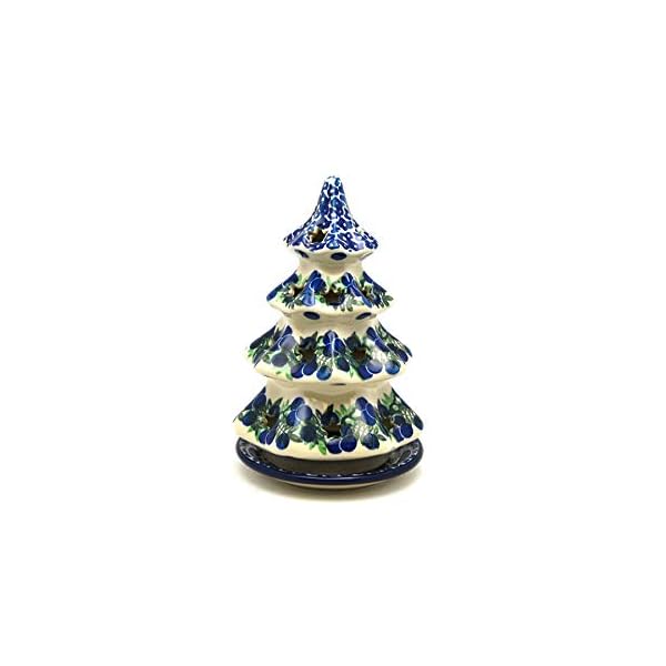 Polish Pottery Christmas Tree Luminary – Medium (7″) – Huckleberry