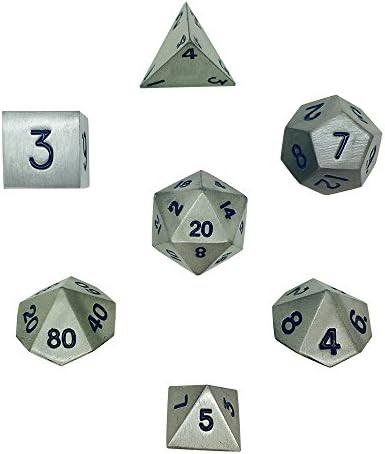 Set of 7 Atomic Metal Full Metal Polyhedral Dice by Norse Foundry | RPG Math Games DND Pathfinder …