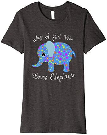 Womens Just A Girl Who Loves Elephants Shirt - Cute Gift Tees XL Dark Heather