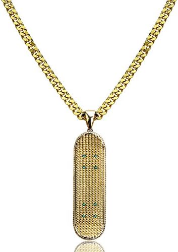 AOVR Hip Hop Cuban Link Chain 14k Gold Silver Plated CZ Crystal Fully Iced-Out Plug Pendant