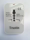 Trustin Universal Adaptor Worldwide Travel Adapter with Built In Dual USB Charger Ports All-in-one Chargers 100-240V Surge/Spike Protected Electrical Plug (White)