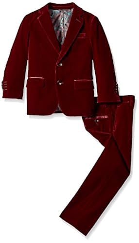 Isaac Mizrahi Boys' Little Boys' Piece Velvet Suit, Burgundy,