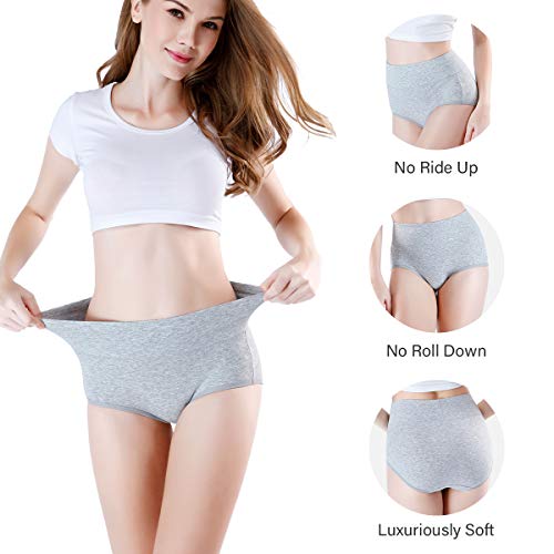 image for wirarpa Women's 2 Pack Cotton Underwear High Waisted Full Coverage Bri