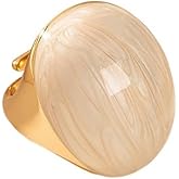 Kokoma Geometric Oval Statement Ring for Women Minimalist Open Adjustable Ring Gold Plated Bold Dome Cocktail Rings Promise Anniversary Band Jewelry