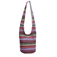 ForHe Canvas Hippie Shoulder Bags Fringe Large Purses Ethnic Tote Handbag Zipped Sling Crossbody Bag Hobo Bag,Watermelon Red