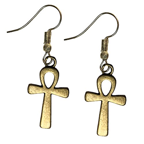 Bronze tone Egyptian Ankh Cross pendant Earrings