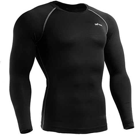 Emfraa Men Women Compression Under Cool Base Layer T Shirt Long Sleeve Black,Small,E-3