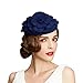 Lawliet Flower Womens Dress Fascinator Wool Pillbox Hat Party Wedding A083 (Blue)