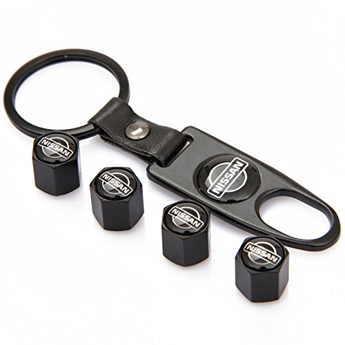 CzlpV Black Car Wheel Tire Valve Caps Tyre Stem Air Caps Keychain Styling for Nissan Pricepulse