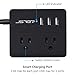 USB Power Strip JSVER Power Strip with 3 USB, Power Strip Surge Protector, 2 AC Outlet Strip, USB Charging Station with 3.94ft Extension Cord, Mini Power Cord for Home, Office, Dorm, Travel (Black)