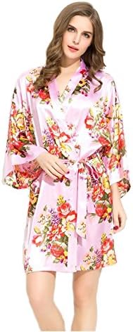 Floral Satin Bridesmaids Robes Pink Wedding Bride by Endless Envy