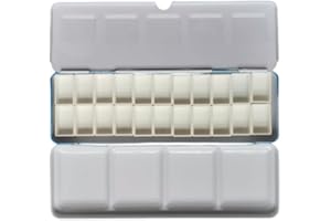 CUSON Empty Tin Palette Paint Case with 22pcs Full Pans with White Plastic Empty Watercolor Pans Carrying Magnetic Stripes (Far Mountain with 22pcs Full Pans)