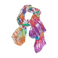 WellLee Rainbow Tie Dye Sheer Scarves Shawl Wrap Women Oblong Chiffon Scarf