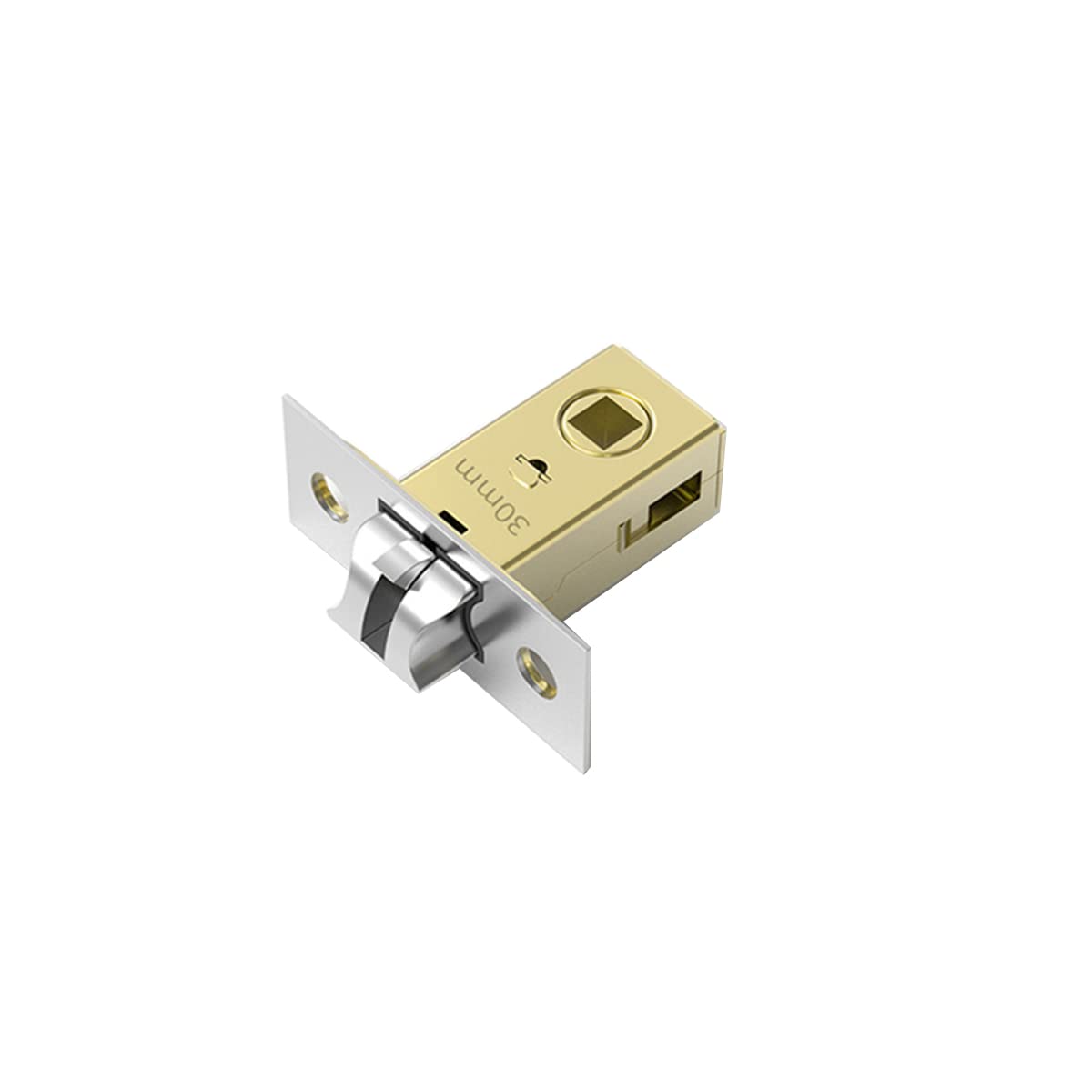 Qrity 30mm Tubular Latch, Mute Door Sprung Latch with Stainless Steel Panel, for Internal Doors, Lever Door Handles