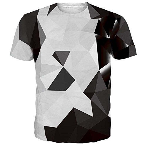 Alistyle Casual 3D Geometric Print Short Sleeve T-Shirts Graphic Pattern Unisex Couple Tees Top XXL