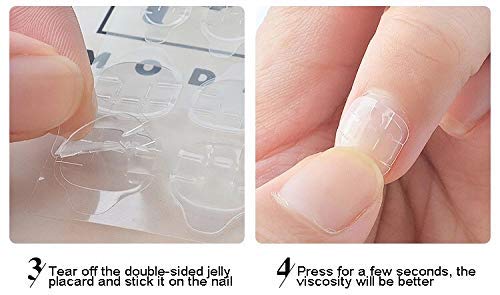 Siusio 1200pcs (50 Sheets) Nail Glue Sticker, Double Sided Nail Glue Jelly Gel Tape Transparent Flexible Adhesive Fake Nails Tips - Thumbnail 5